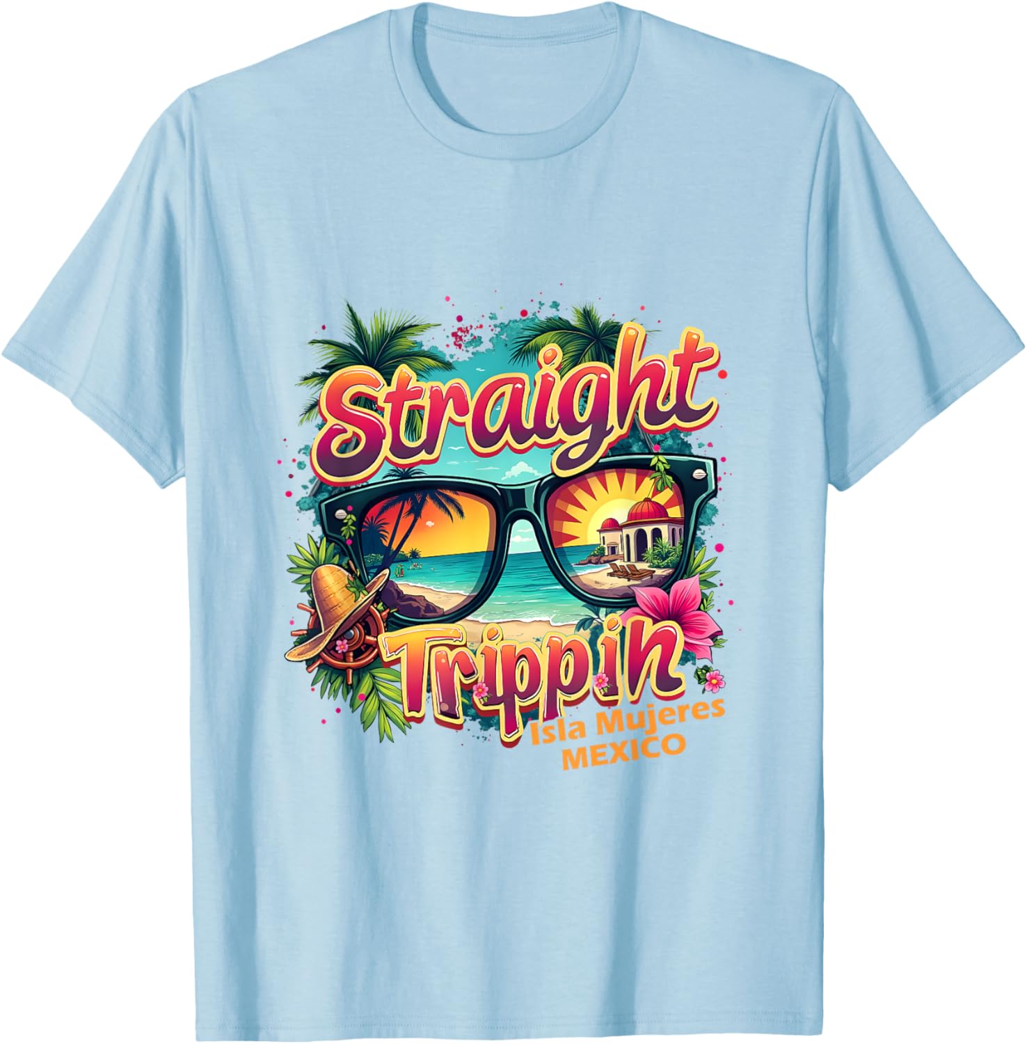 Isla Mujeres 2025 Retro Straight Trippin T-Shirt for Vacation Fun - 19