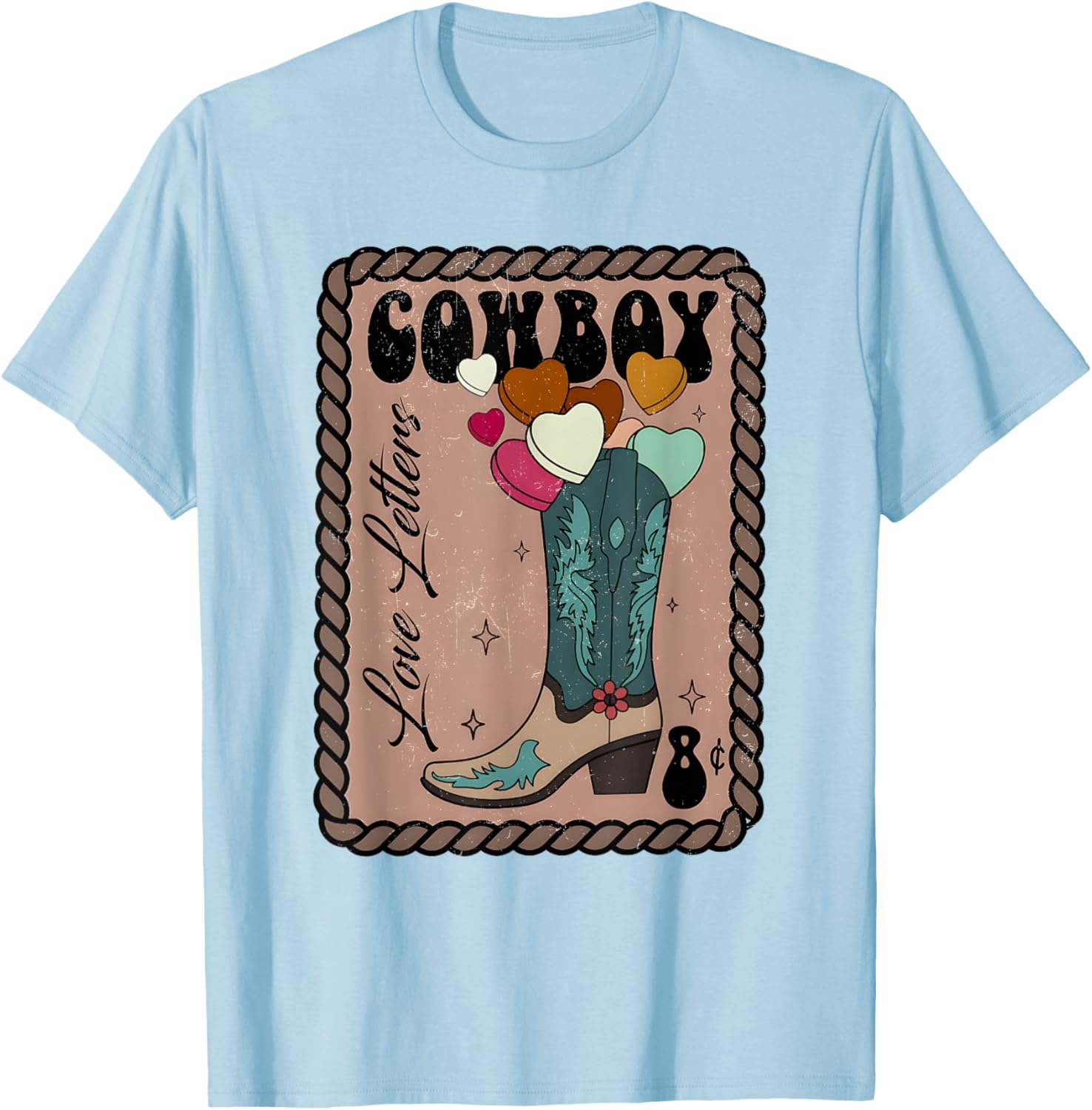 Cute Cowboy Love Letter Retro Valentine T-Shirt for Western Lovers - 22