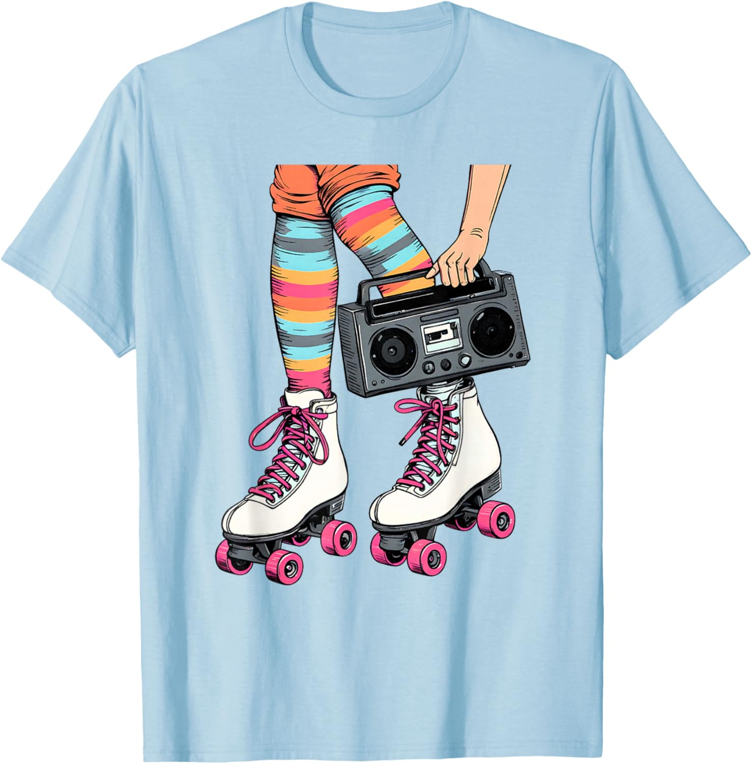 Retro Rollerskates Boombox T-Shirt for Fun 80's 90's Girls Vibes - 26