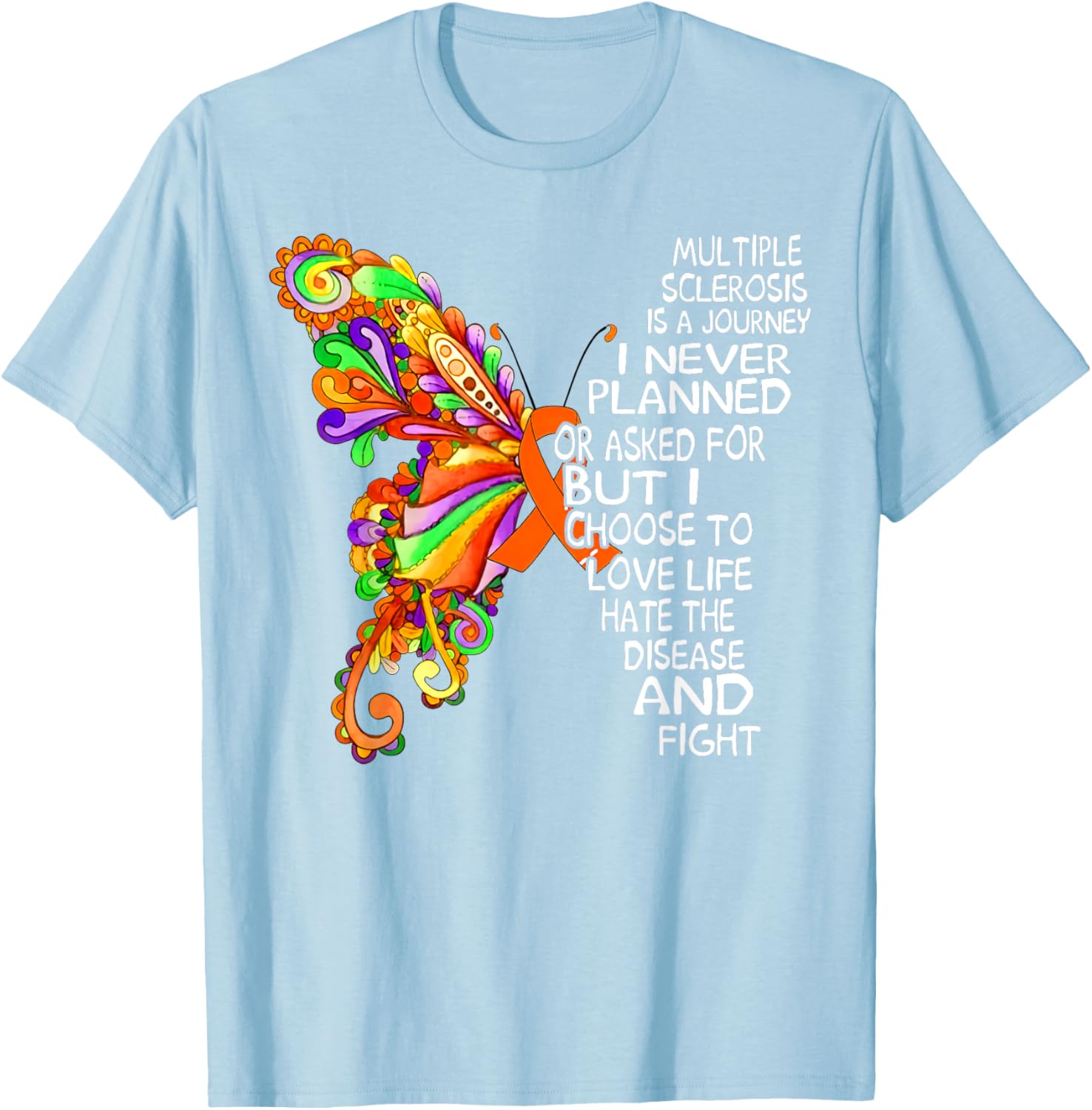 Butterfly Ribbon MS Warrior T-Shirt for Multiple Sclerosis Awareness - 18