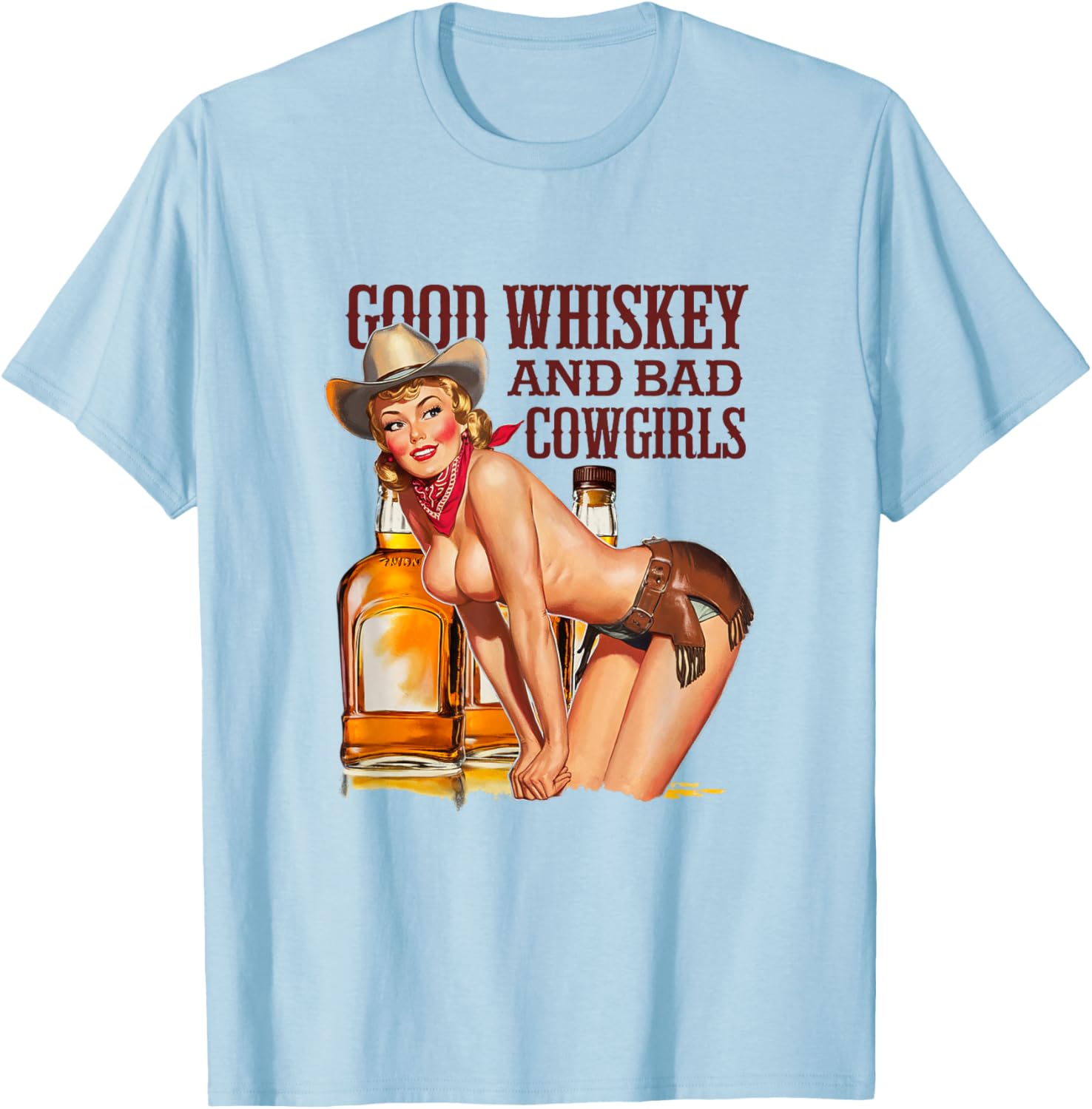 Funny Vintage Good Whiskey and Bad Cowgirls T-Shirt for Alcohol Lovers - 1