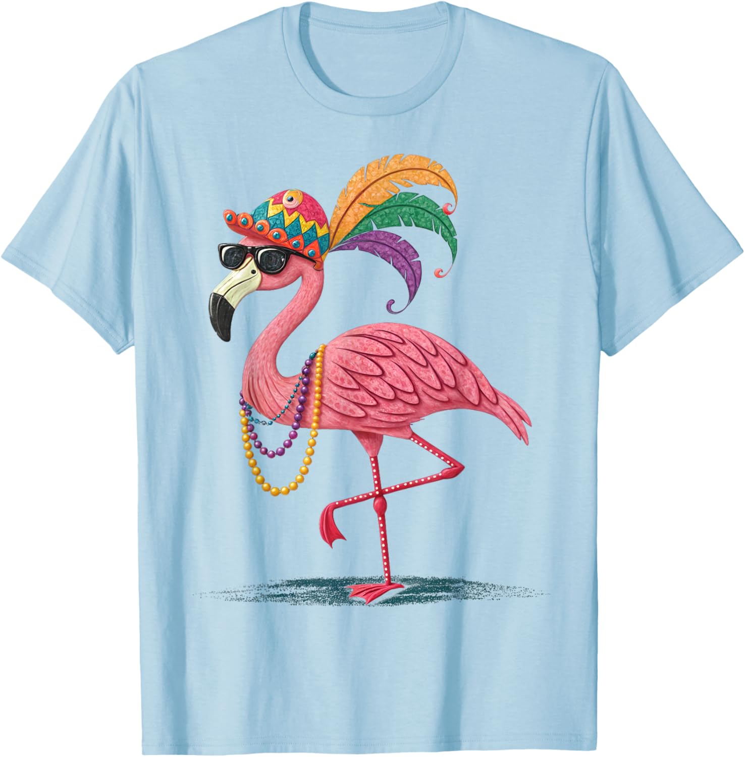 Funny Mardi Gras Flamingo Carnival Party T-Shirt for Fun Celebrations - 15