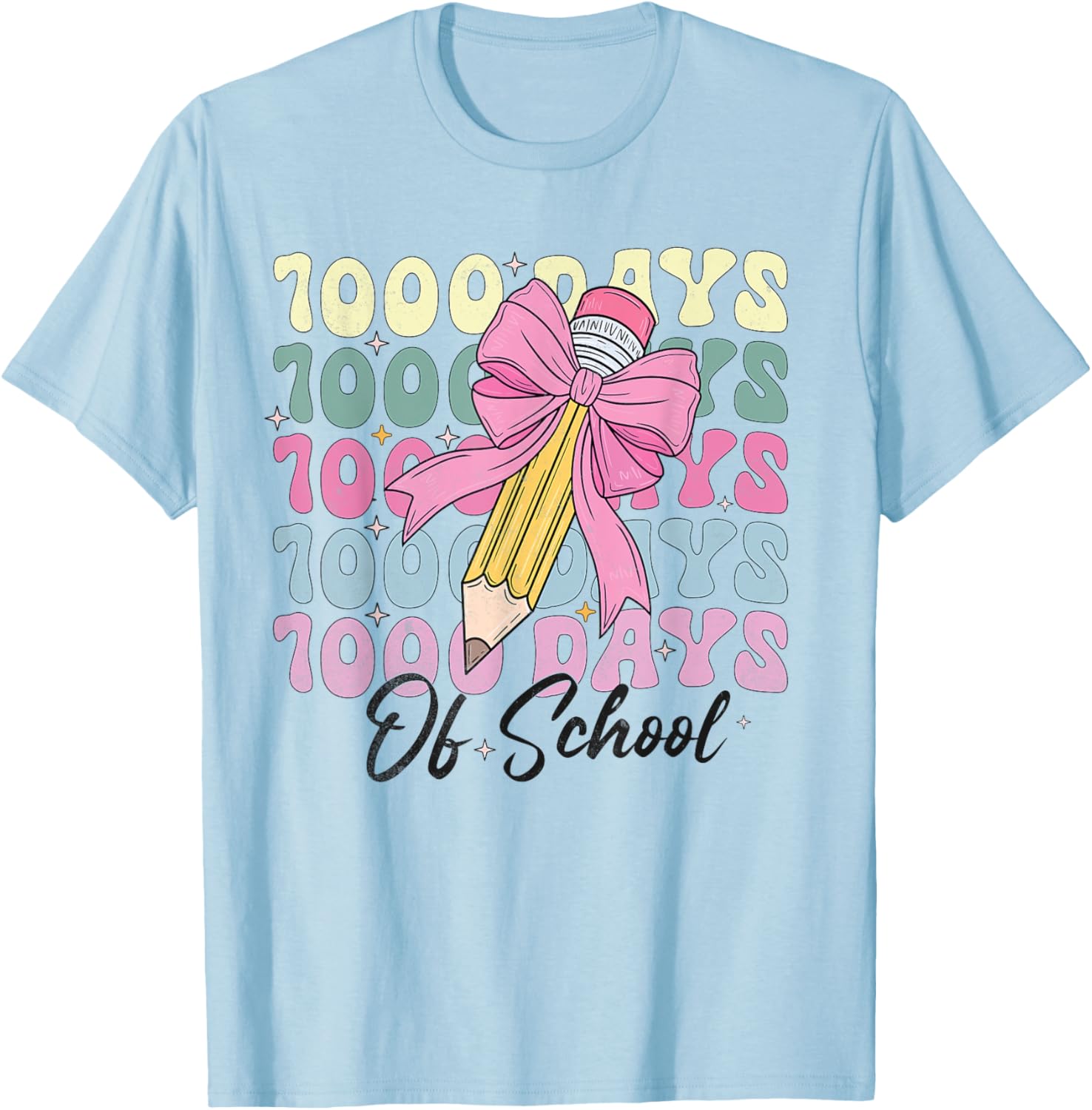 1000 Days of School Girls Coquette Bow T-Shirt for Celebration Fun - 20