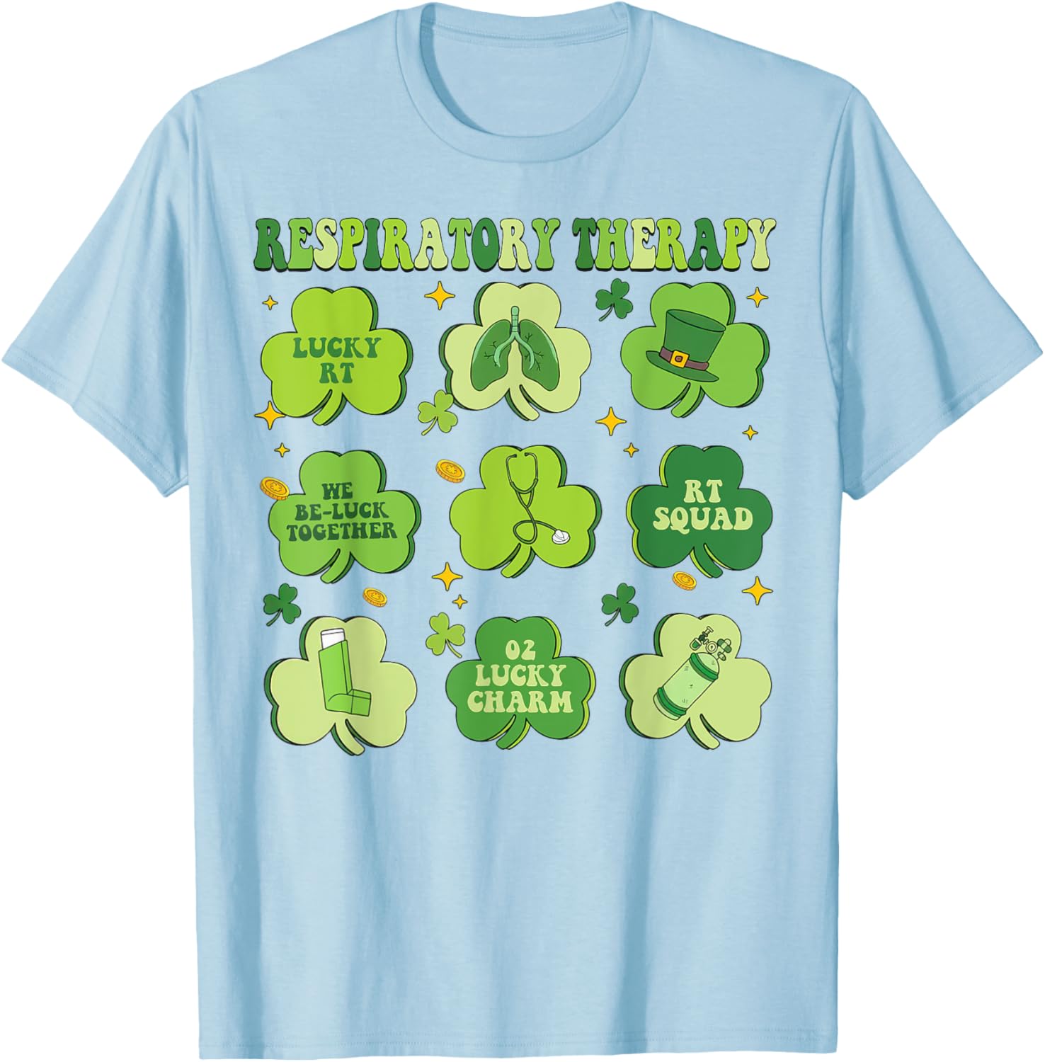 St Patrick's Day Shamrock T-Shirt for Respiratory Therapists - 3