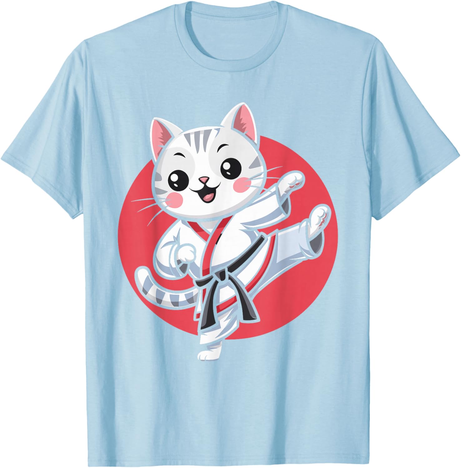 Kawaii Japanese Cat Karate Jiu Jitsu T-Shirt for Women and Kids - 12