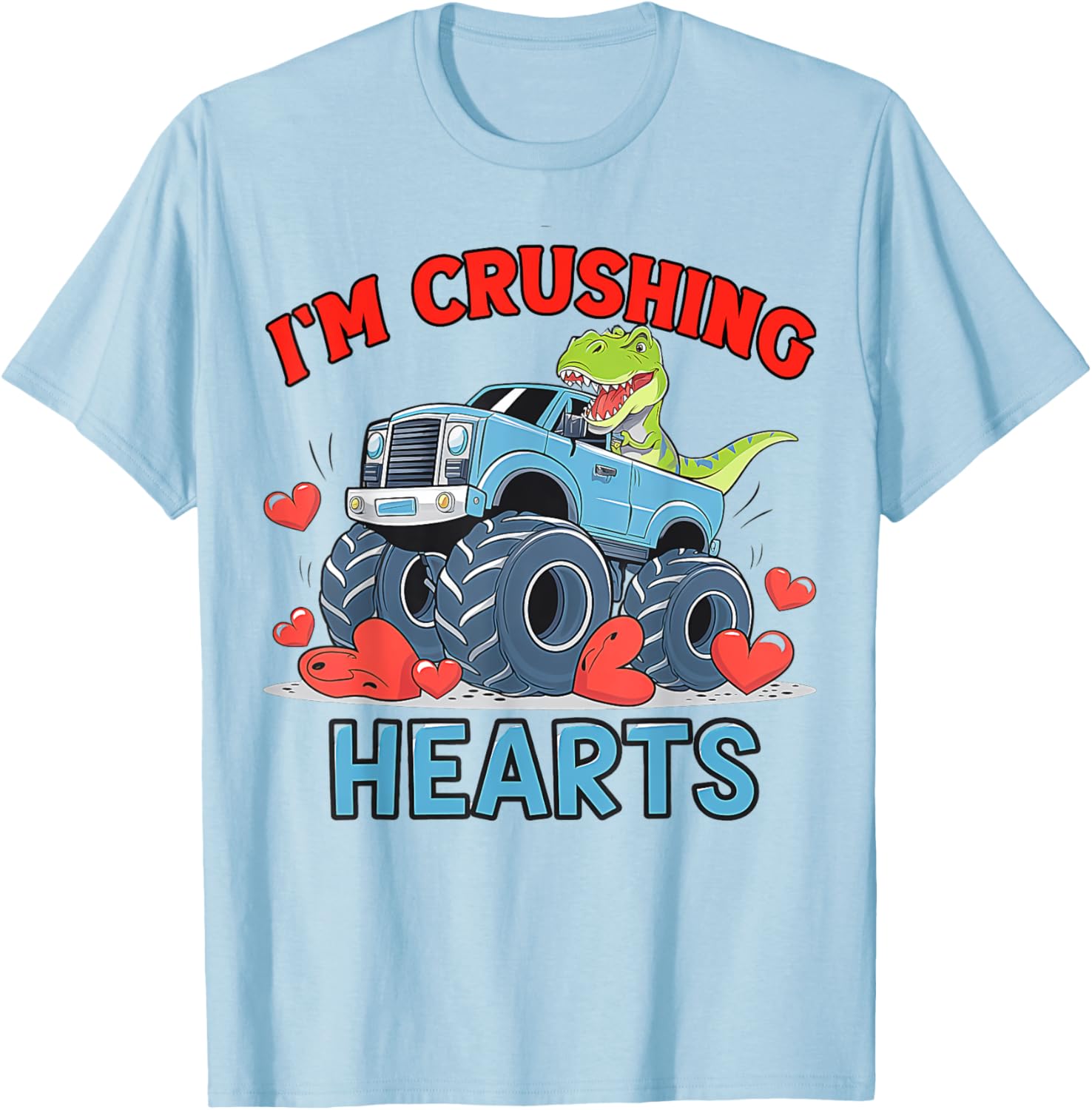 Hearts Crusher Monster Truck Valentine's Day T-Shirt for Kids and Adults - 2