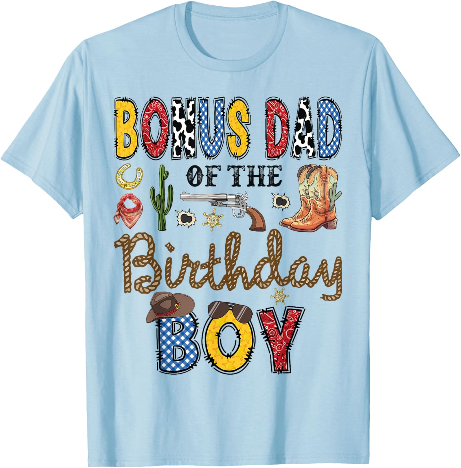 Bonus Dad Birthday Boy Cowboy Rodeo T-Shirt for Proud Stepdads - 4