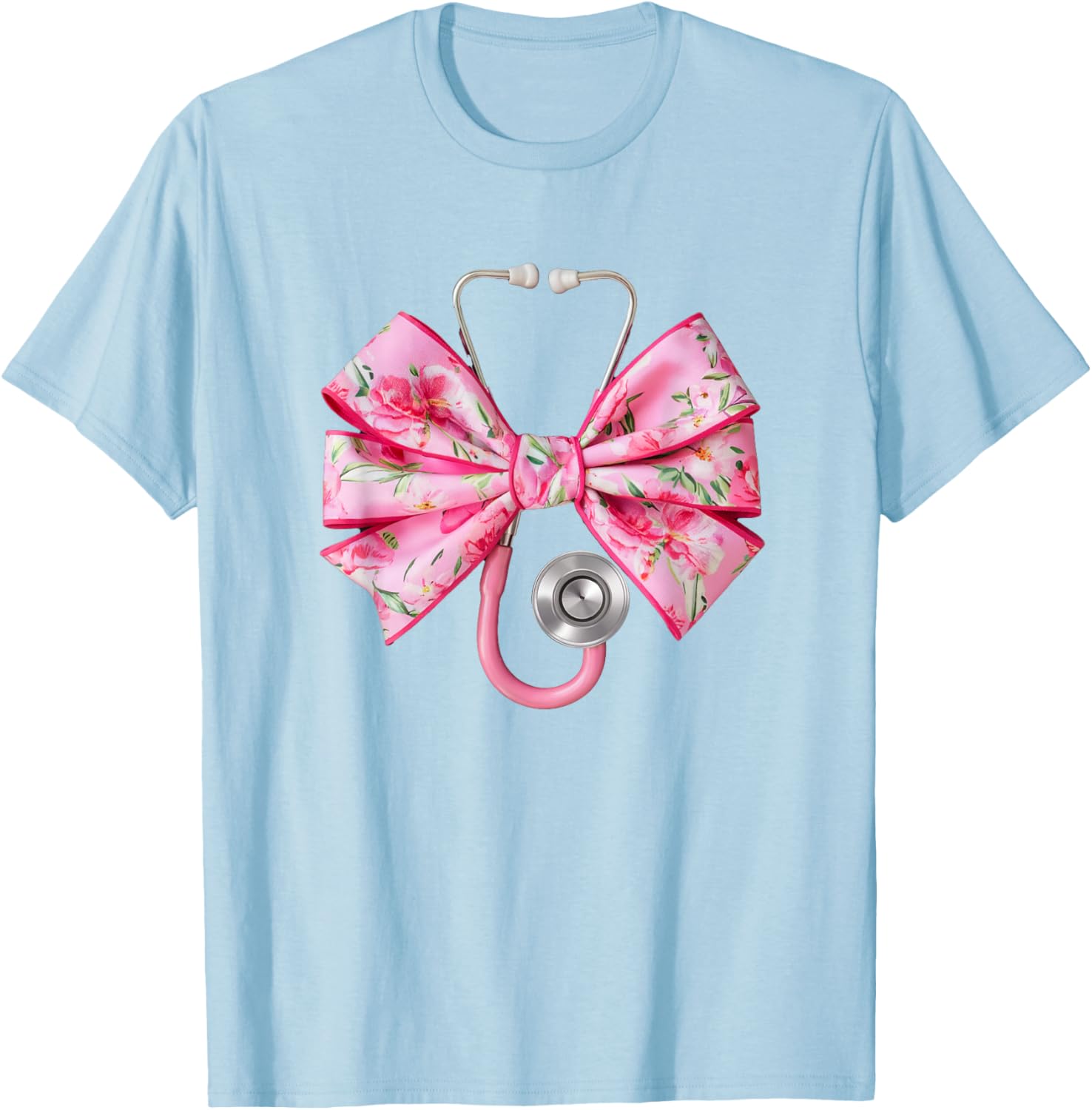 Pink Coquette Nurse Stethoscope Bow T-Shirt for Nurse Appreciation Gift - 18