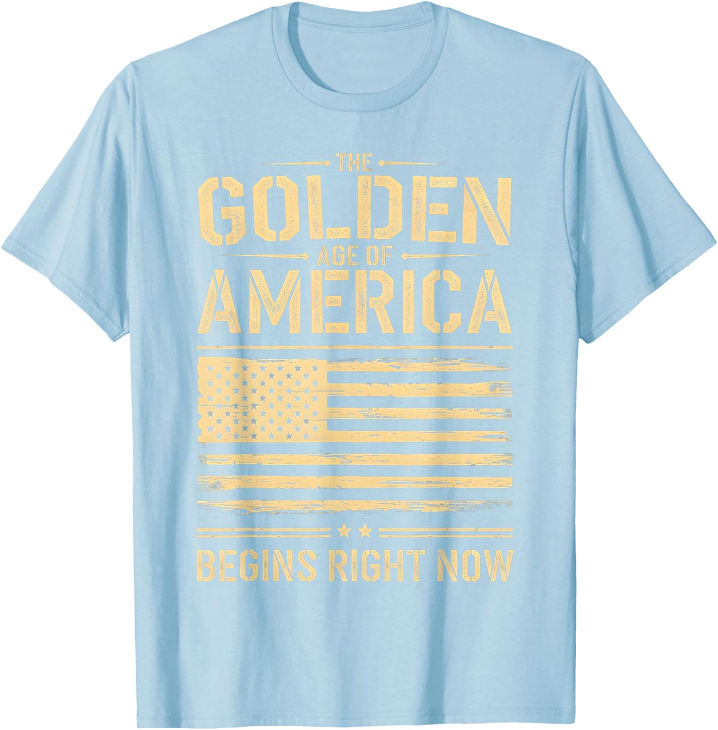 Golden Age of America Distressed T-Shirt with USA Flag Design - 16