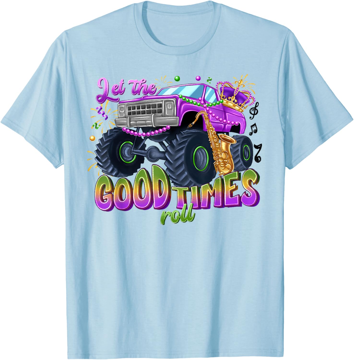 Mardi Gras Monster Truck T-Shirt for Kids Let the Good Times Roll - 9