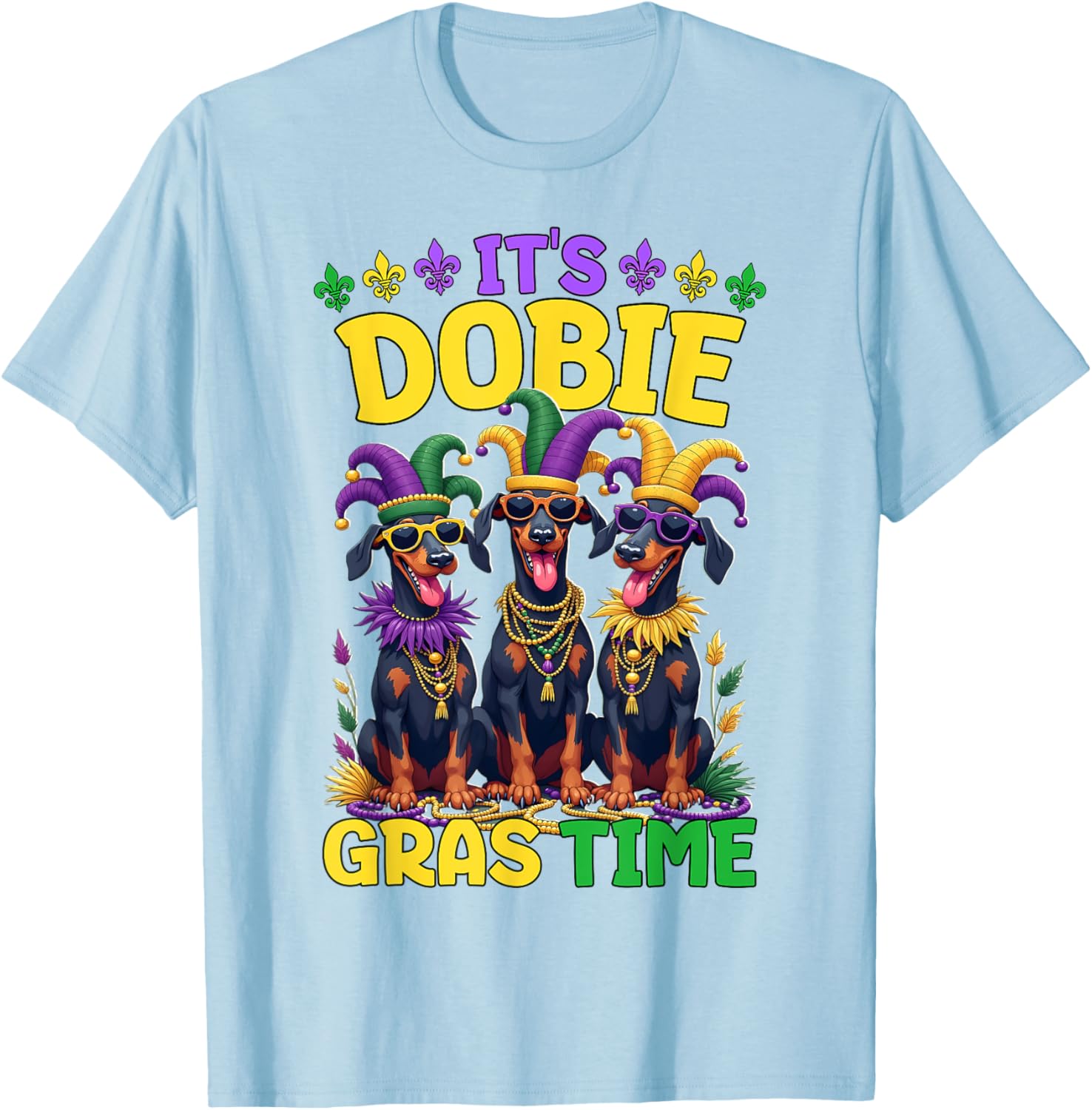 Mardi Gras Doberman T-Shirt Celebrating Carnival Festivities - 22