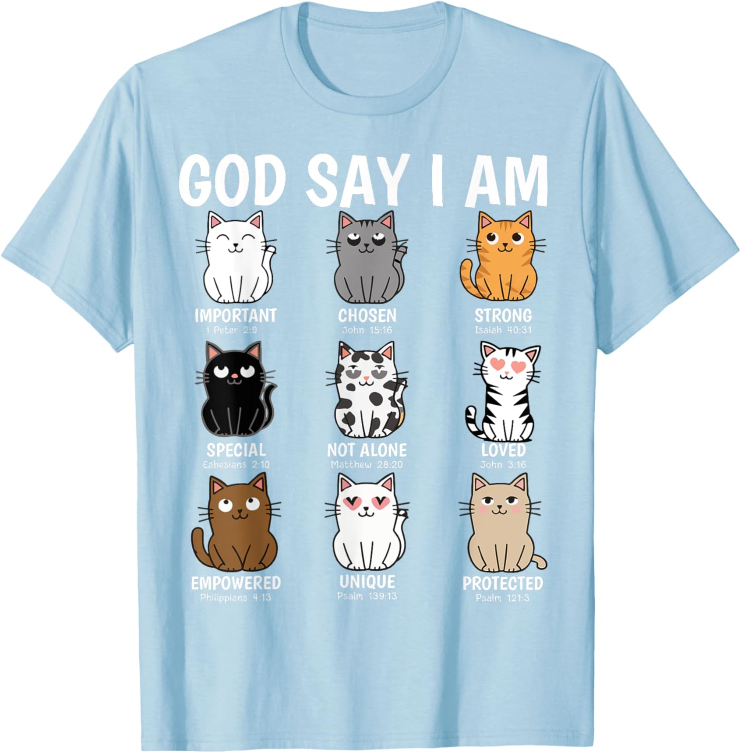 Funny Cats Bible Verse T-Shirt for Men Women Kids - Christian Cat Love - 12
