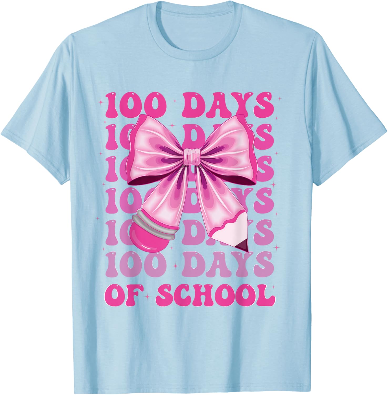 100 Days of School Girls Coquette Bow T-Shirt for Celebrating 100th Day - 5