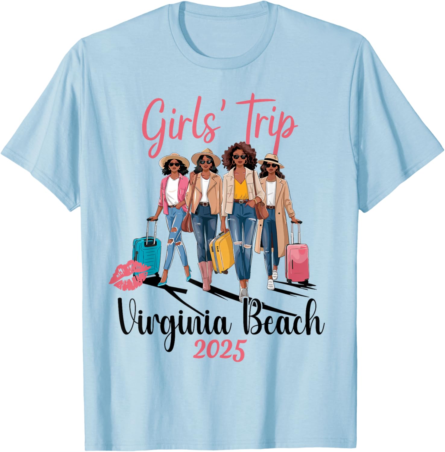 Black Girls Trip Virginia Beach 2025 Vacation Birthday T-Shirt Design - 2