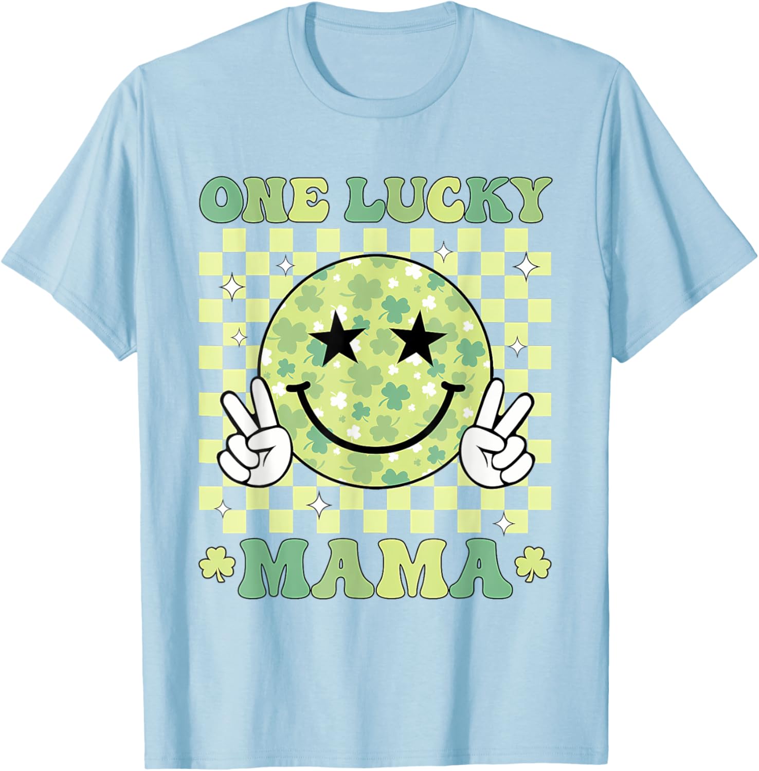 One Lucky Mama St Patricks Day 2025 Retro T-Shirt for Moms - 17