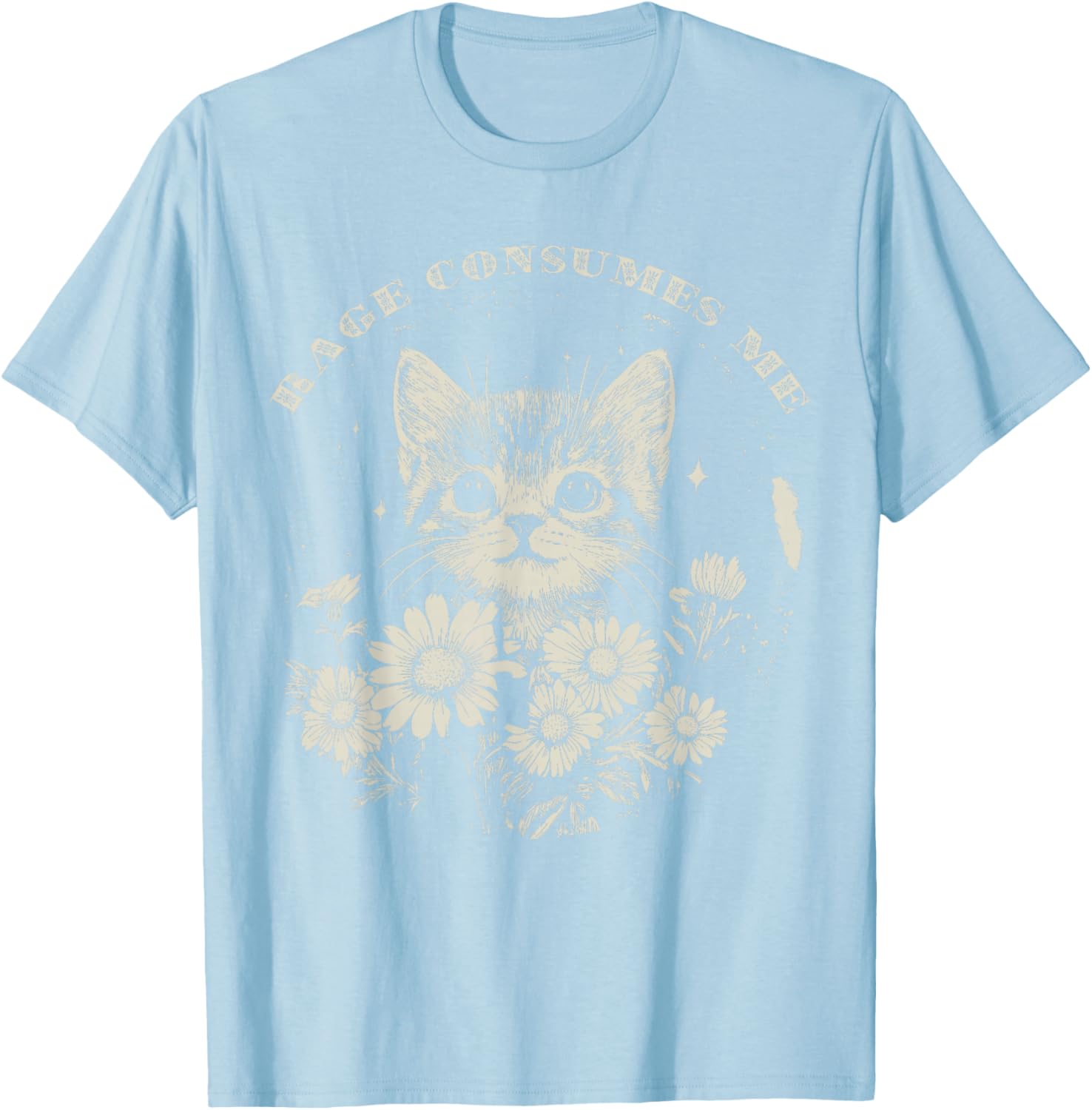 Cute Cat Rage T-Shirt Funny Sarcastic Kitten with Flower Design - 5