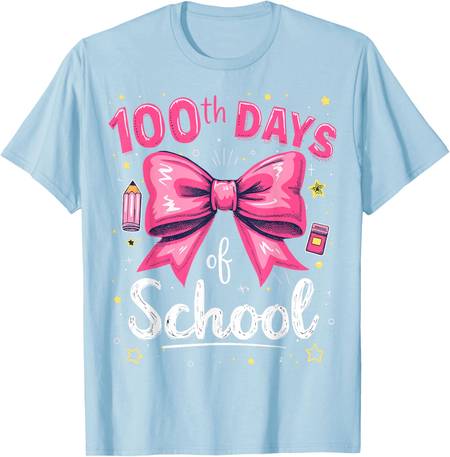100 Days of School Teacher Coquette Bow T-Shirt for 100th Day Celebration - 9