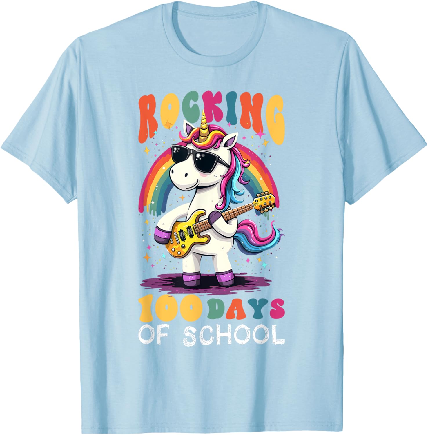 Unicorn 100 Days of School Teacher T-Shirt for Magical Celebrations - 8
