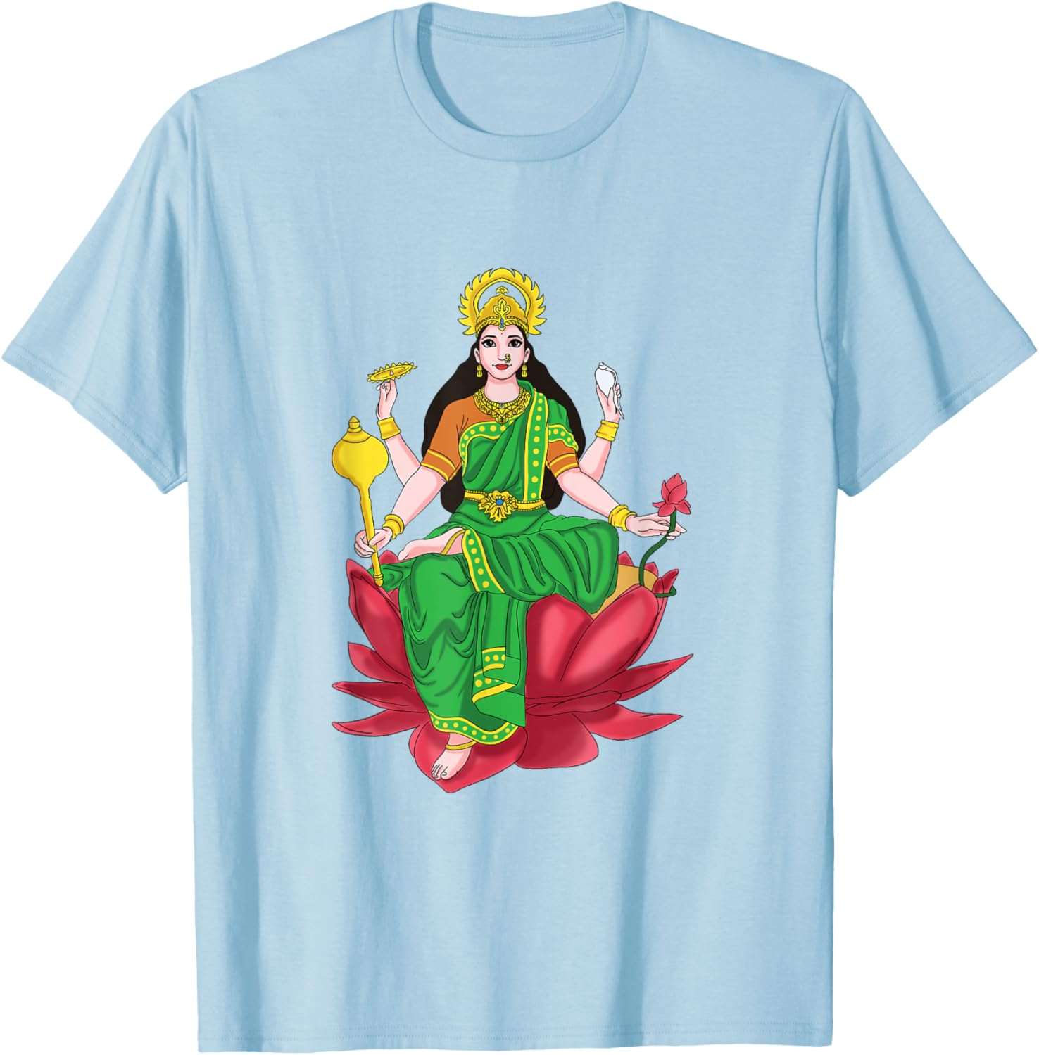 Laxmi Mata Diwali T-Shirt with Lotus Illustration for Pooja Celebrations - 17