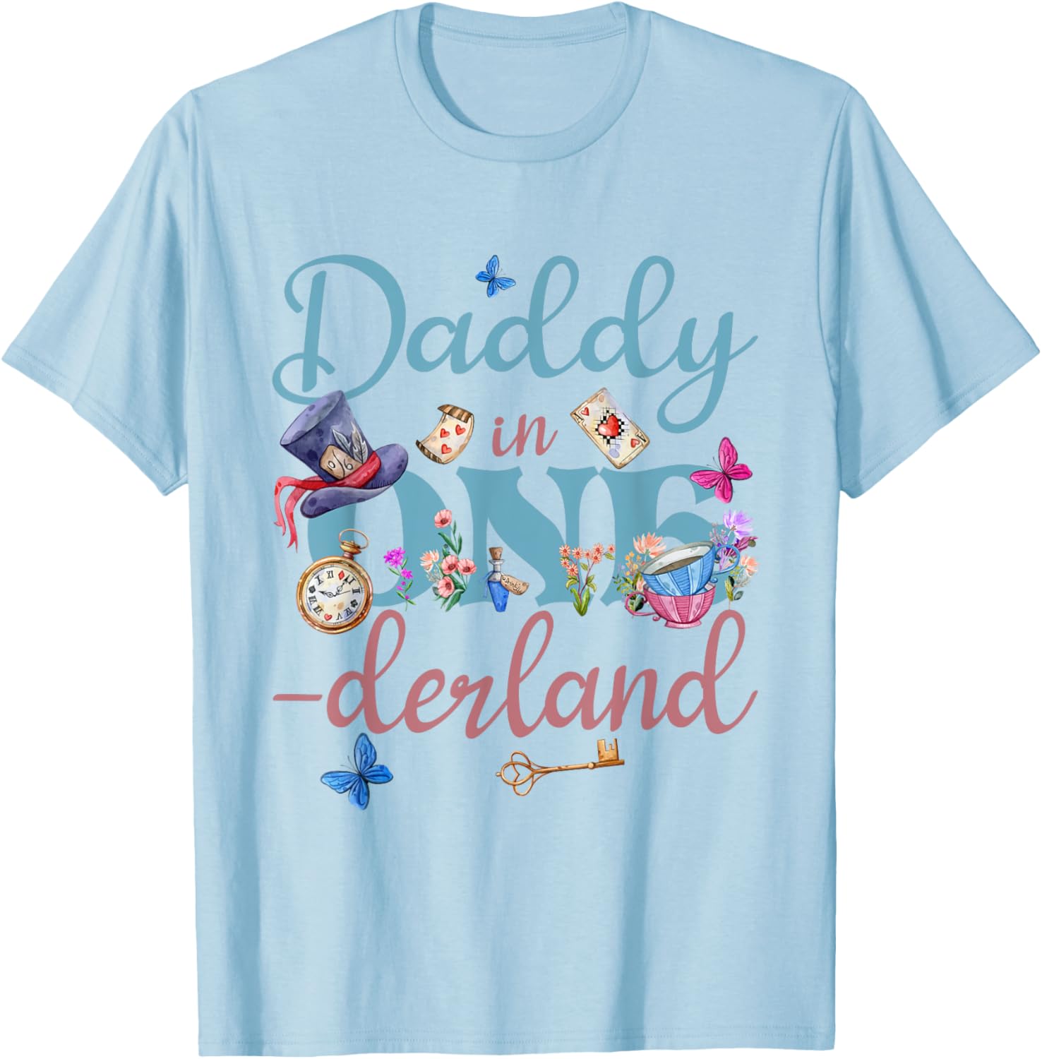 Alice in ONEderland Daddy of Birthday Girl T-Shirt for Celebrations - 4