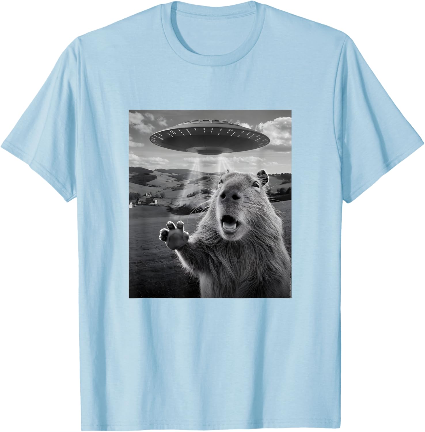 Funny UFO T-Shirt with Scared Capybara Design for Unique Style - 10