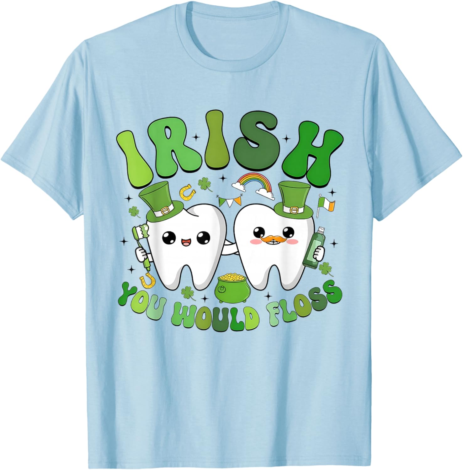 Groovy Retro St Patricks Day You Would Floss Dentist T-Shirt for Fun - 7