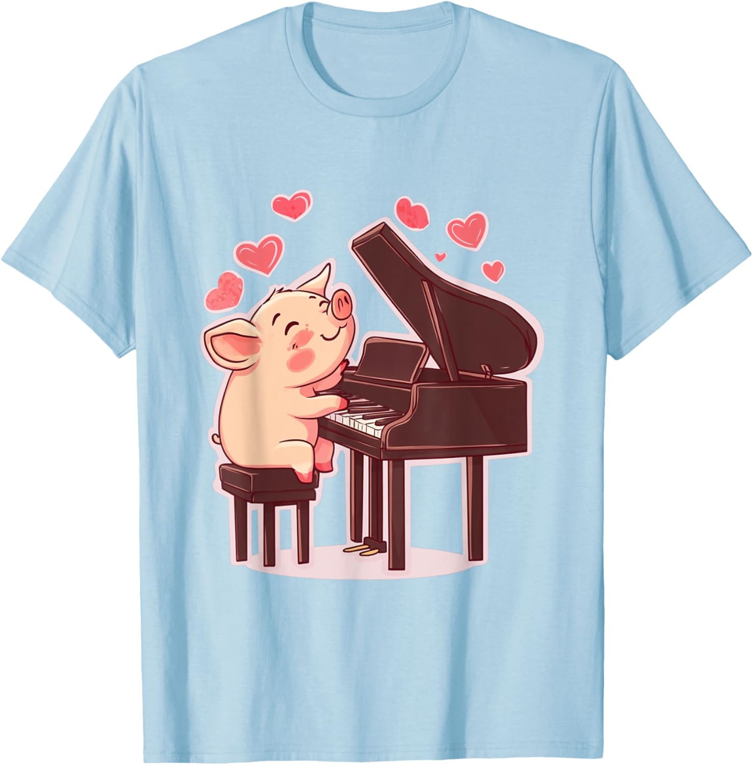 Funny Pig Playing Piano Valentine's Day T-Shirt for Animal Lovers - 16