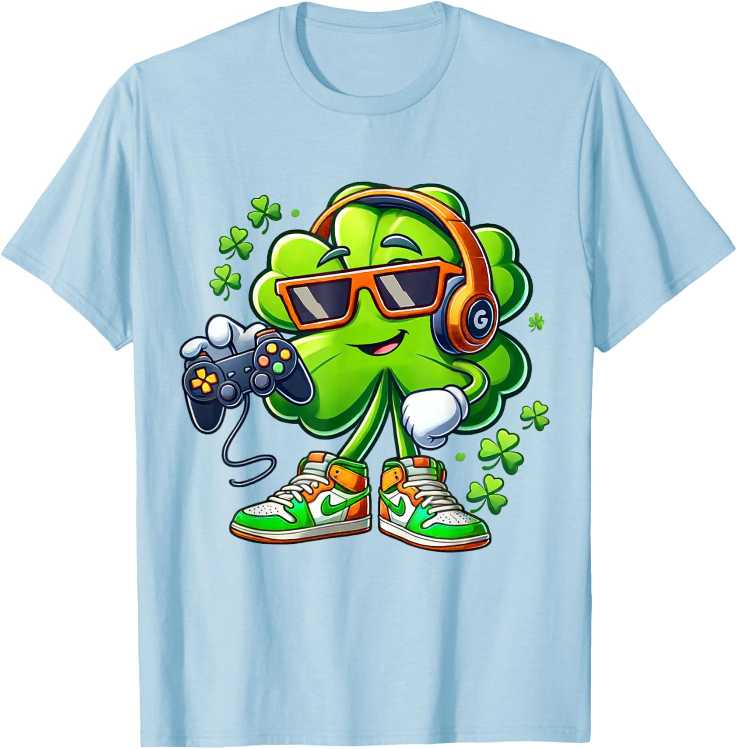Funny St Patricks Day Gamer T-Shirt for Boys with Shamrock Design - 2