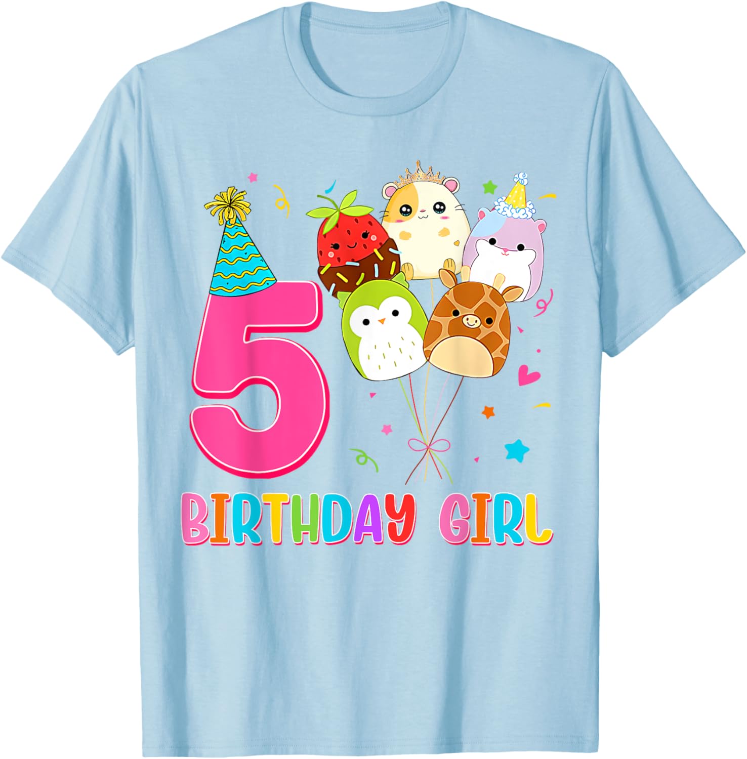 Cute Birthday Girl Squish Squad T-Shirt for 5 Year Old Girls - 20