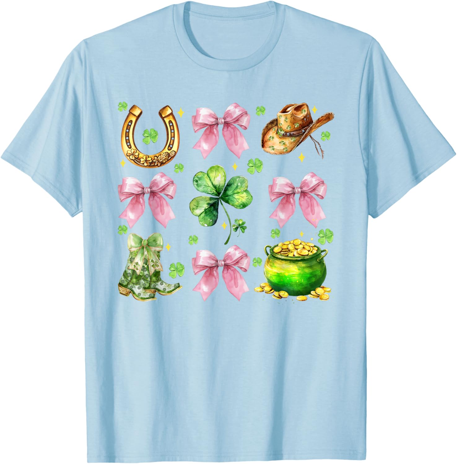 Coquette Lucky Clover Green Bow Shamrock St Patrick's Day T-Shirt - 17