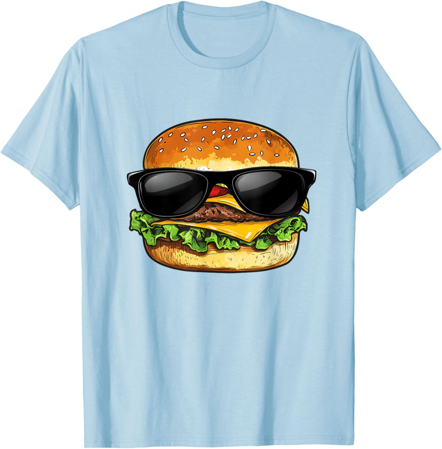 Funny Hamburger Sunglasses Cheese BBQ T-Shirt for Food Lovers - 14