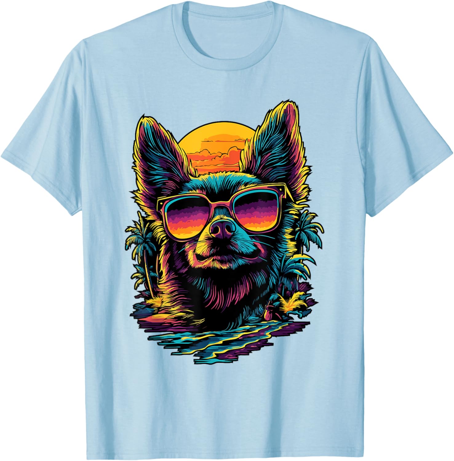 Vintage Sunset Chihuahua T-Shirt for Dog Lovers - Cute Pet Apparel - 3