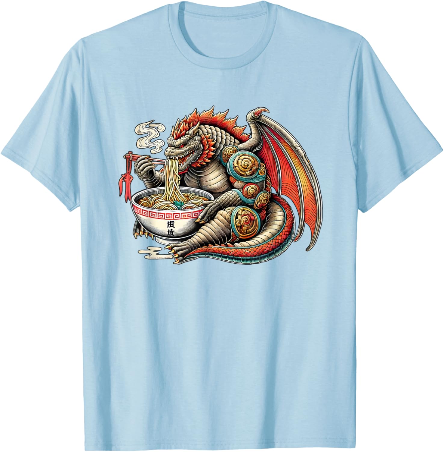 Funny Kaiju Dragon Ramen Monster T-Shirt for Japanese Culture Fans - 4