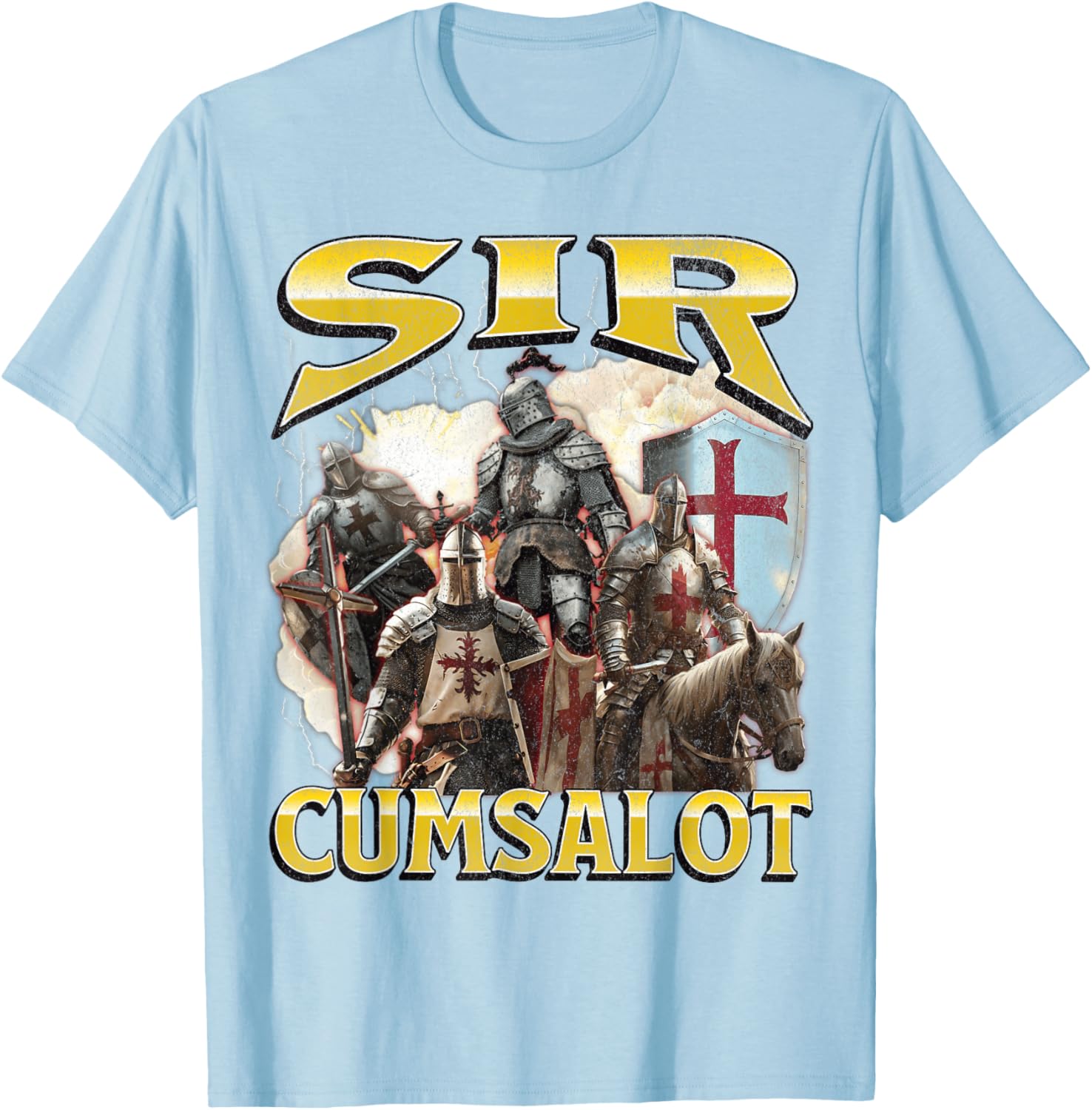 Sir Cumsalot Funny Offensive Knight Meme Graphic T-Shirt for Adults - 18