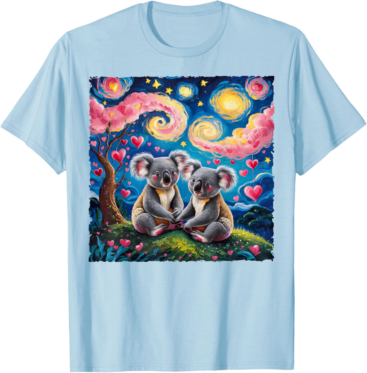 Koala Bear Van Gogh Starry Night T-Shirt for Romantic Couples - 12