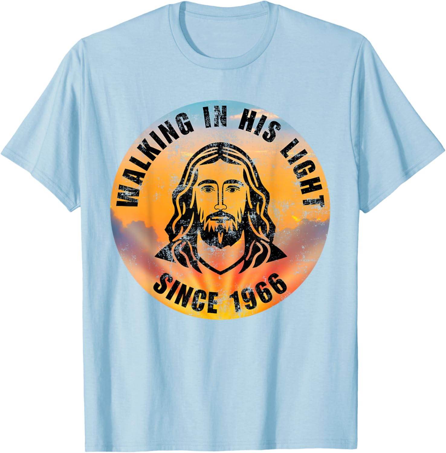 Positive Christian Quote T-Shirt Walking In His Light Since 1966 - 1