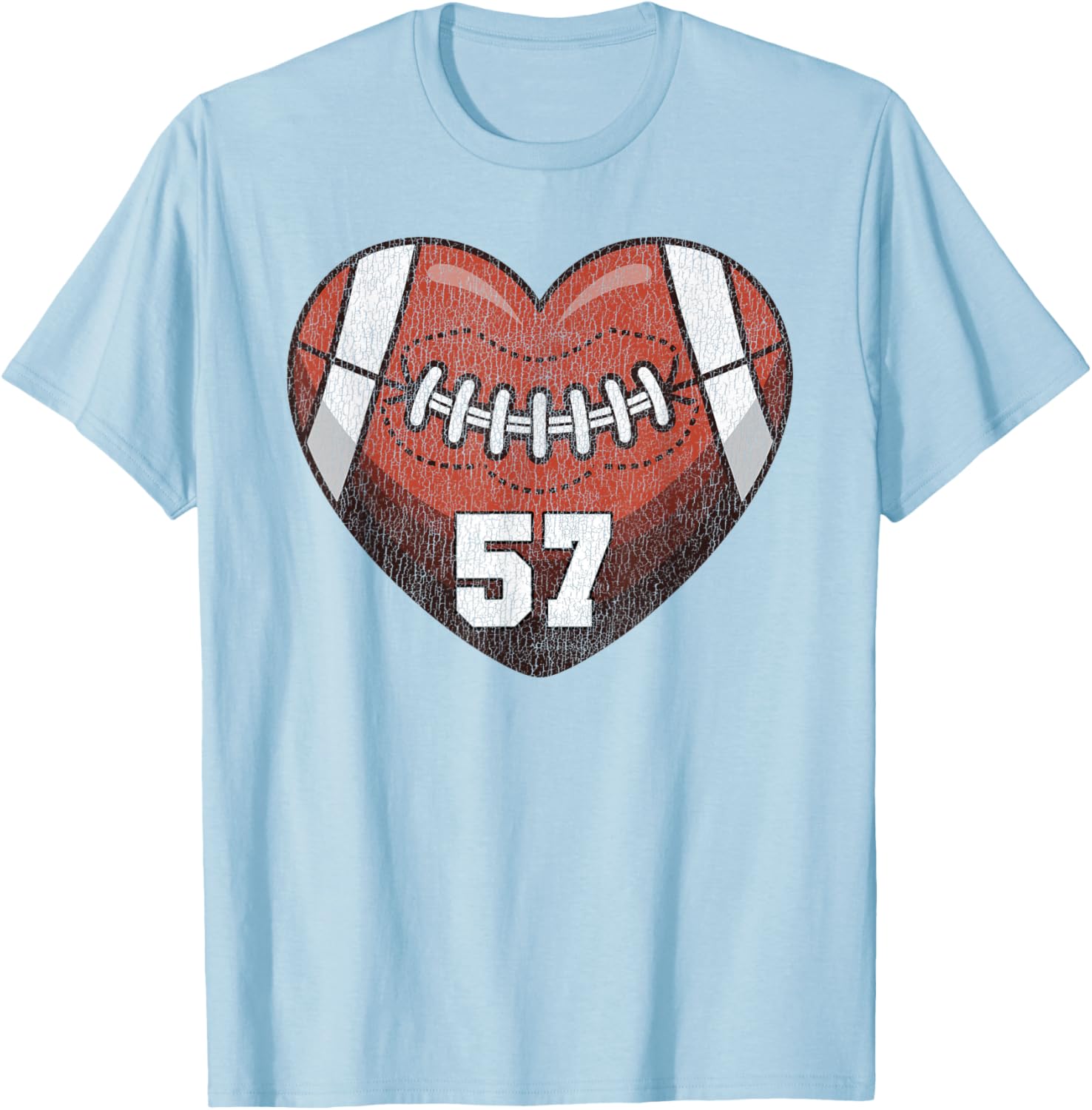 Football Number 57 Distressed Heart T-Shirt for Proud Football Moms - 13
