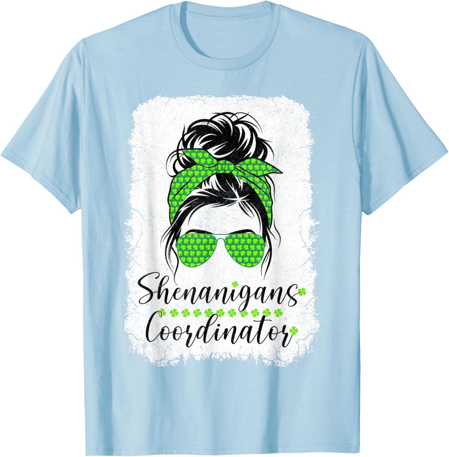 Shenanigans Coordinator Messy Bun St Patricks Day T-Shirt for Women - 5
