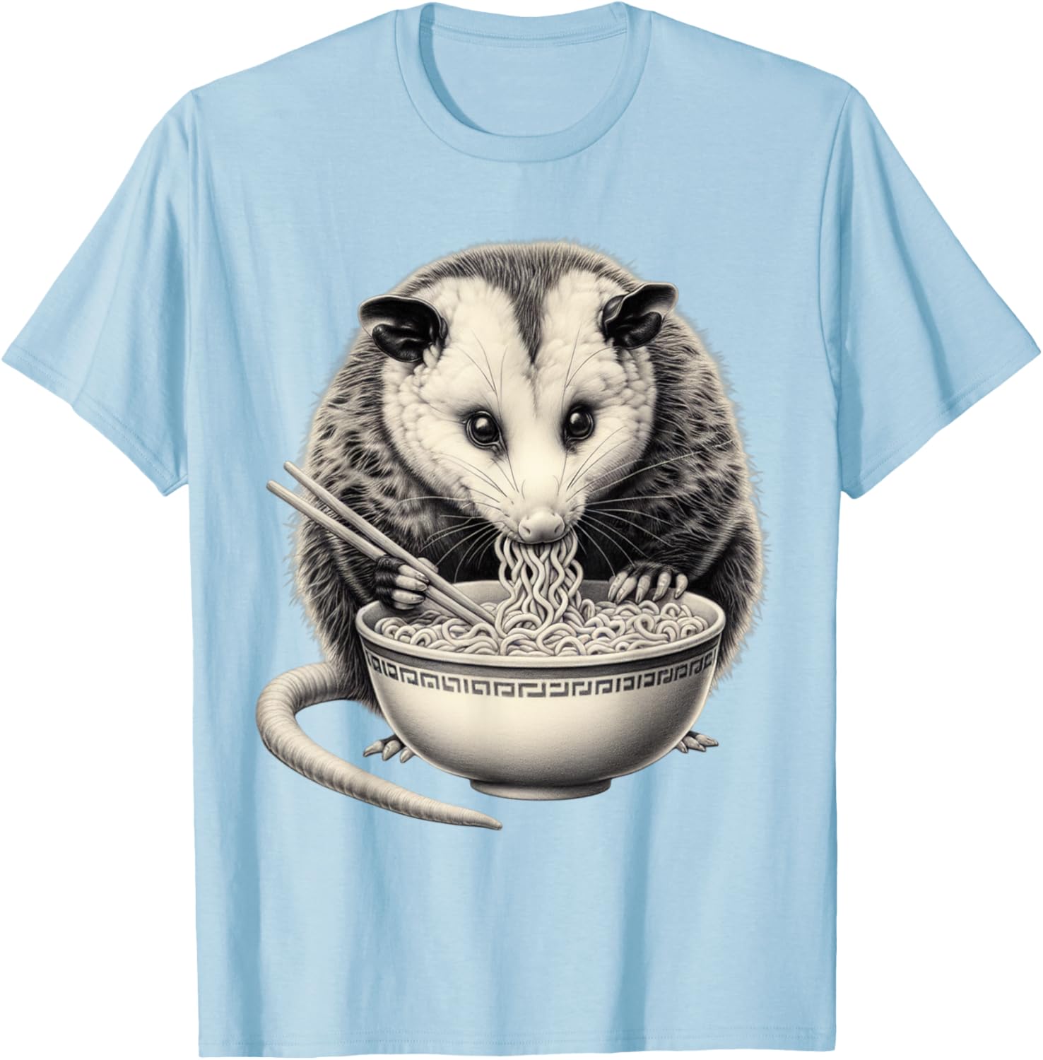 Opossum Eating Ramen Bowl T-Shirt Perfect for Food Lovers and Animal Fans - 29