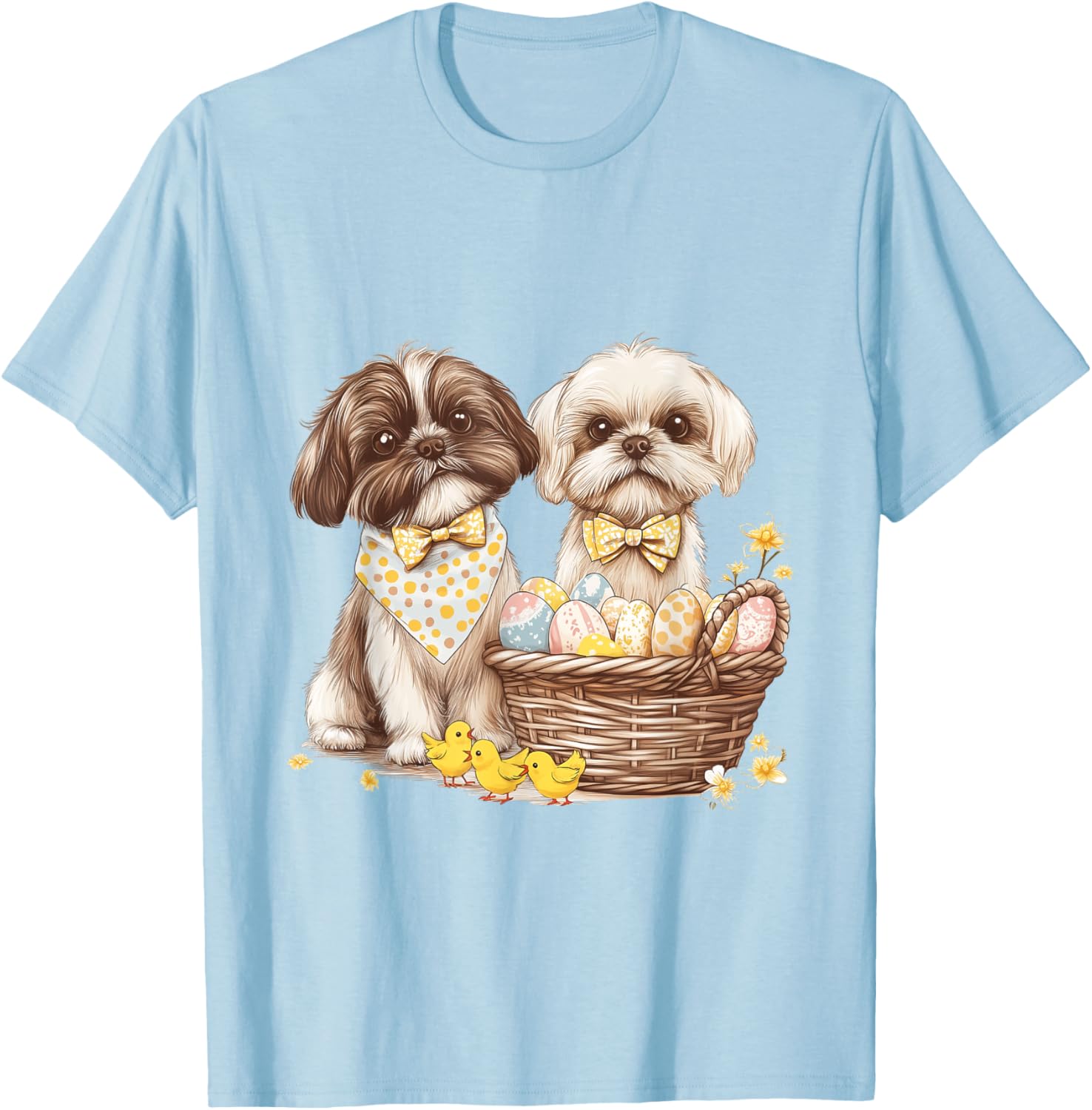Happy Easter Shih Tzu Dog T-Shirt with Eggs and Chicks for Fun Celebrations - 19