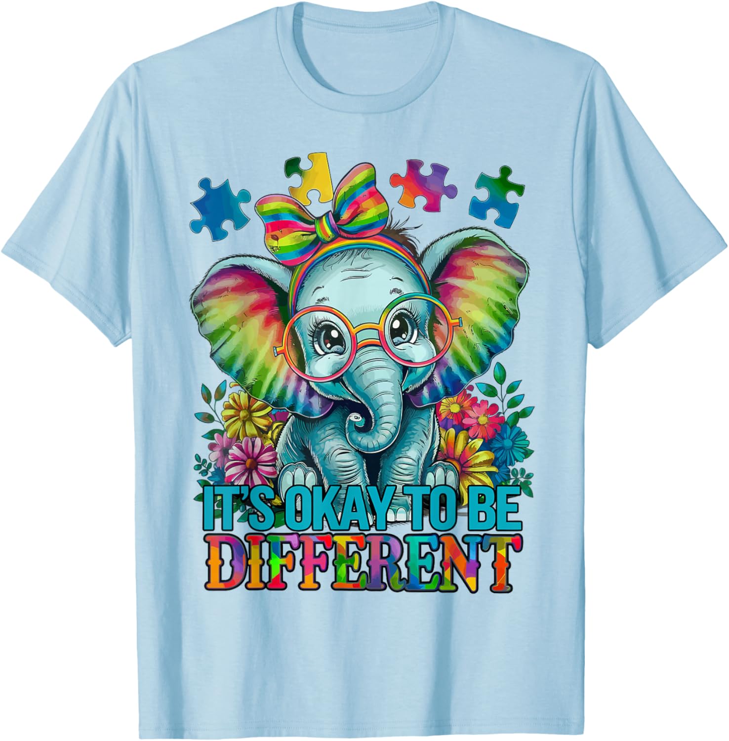 Cute Elephant Autism Awareness T-Shirt Embrace Differences in Style - 11