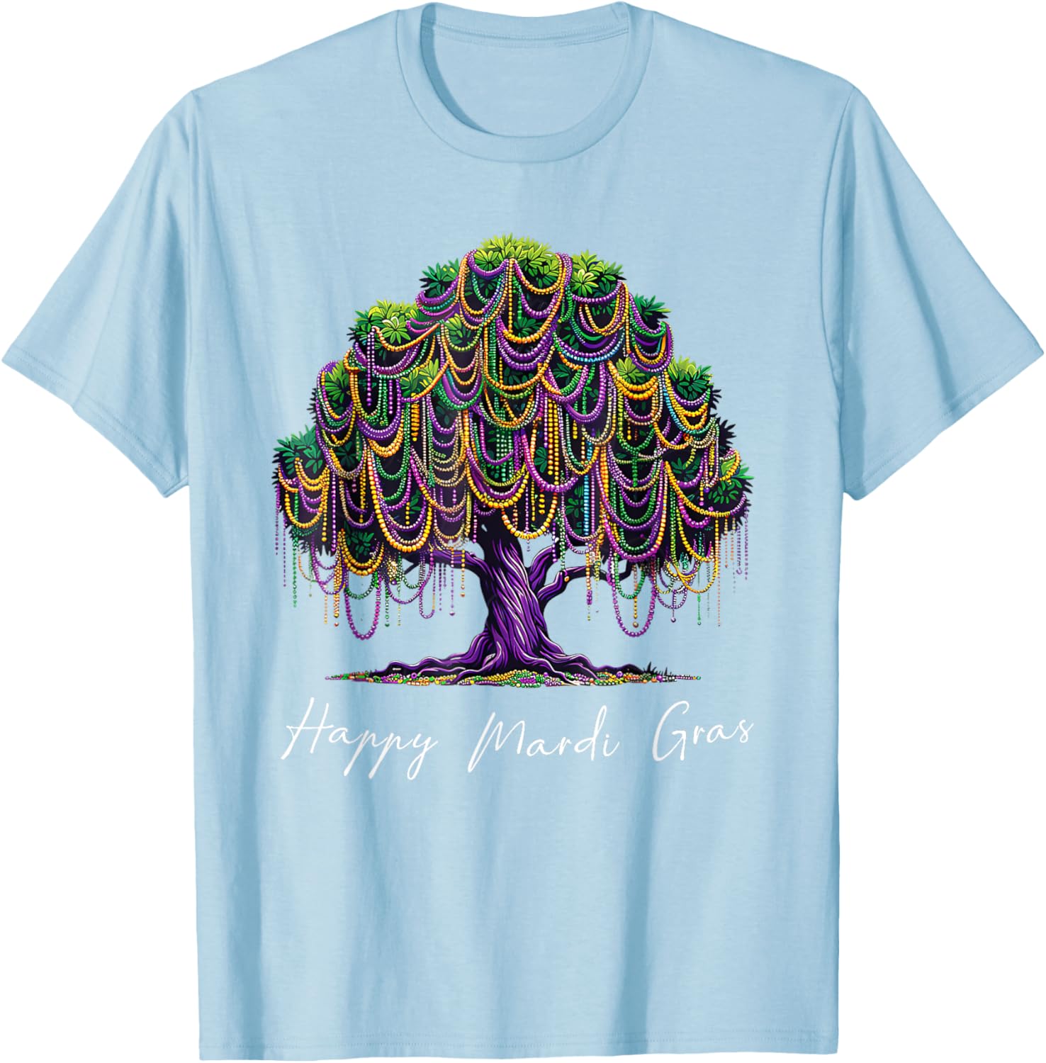 Mardi Gras Tree Beads T-Shirt for Men, Women, and Kids – Fat Tuesday Fun - 4