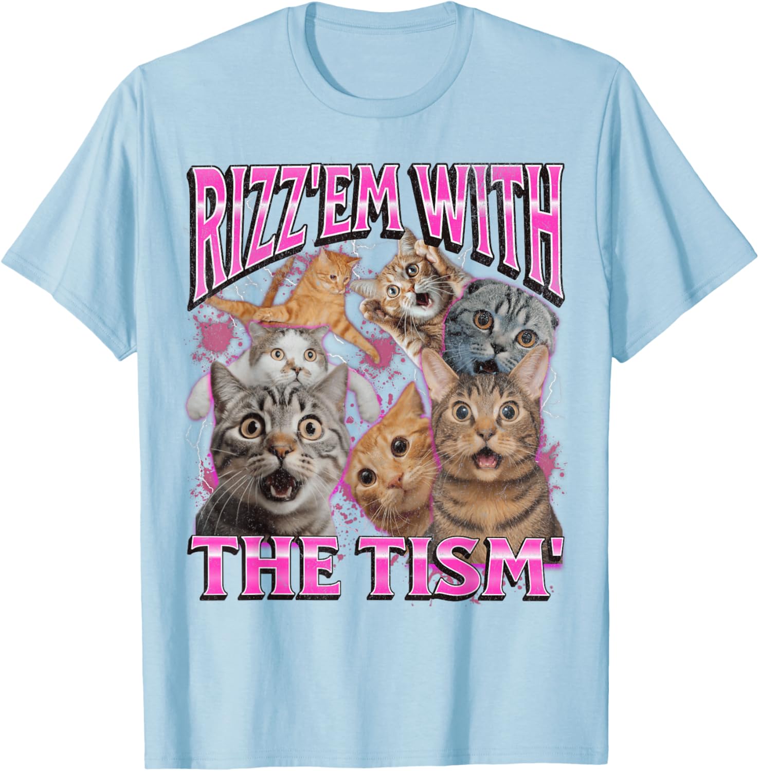 Funny Rizz Em With The Tism Cat Meme Vintage 90s T-Shirt for Men and Women - 25