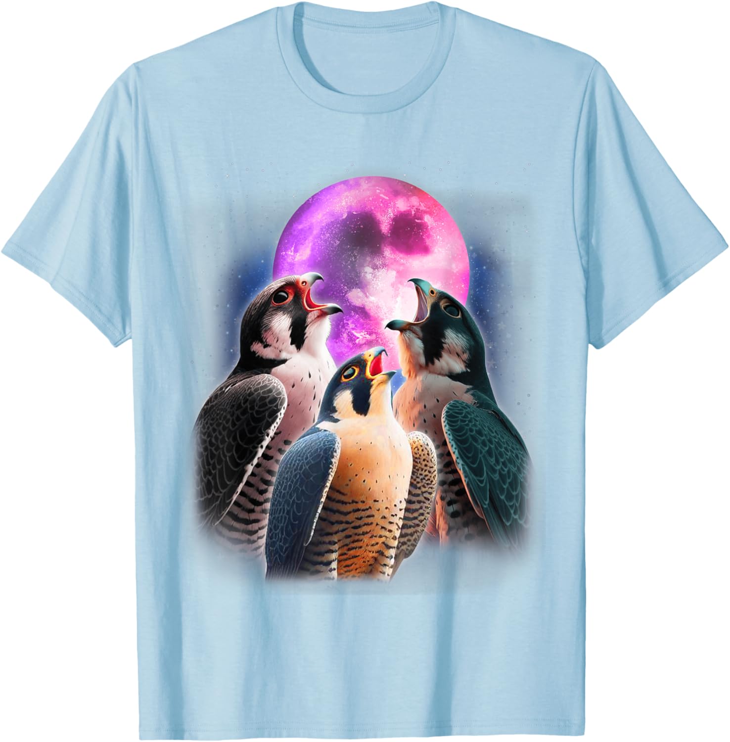 Funny Peregrine Falcon T-Shirt Howling at the Moon for Bird Lovers - 13