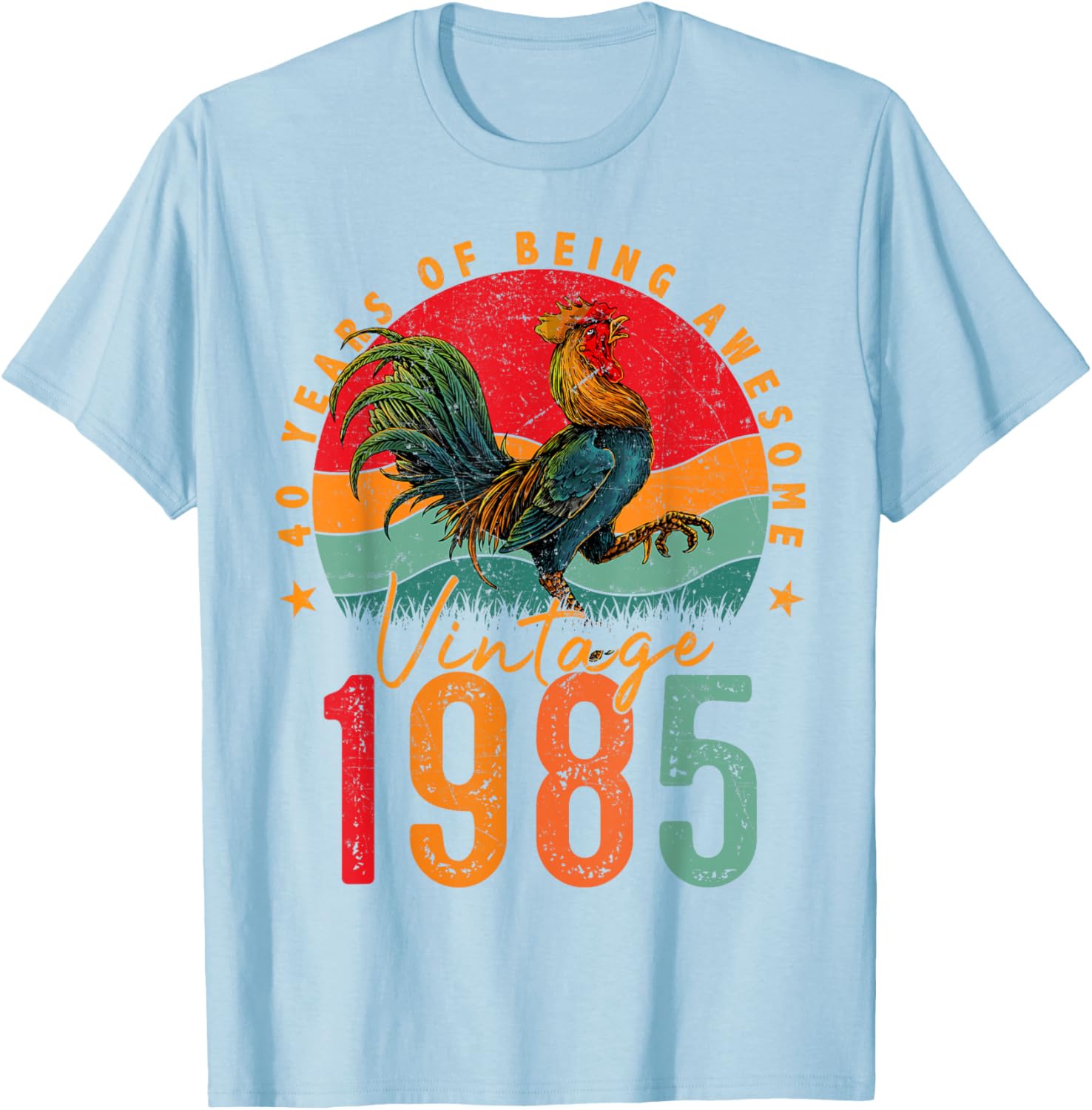 Vintage 1985 Chicken 40th Birthday Mens T-Shirt for 40 Year Old Gifts - 16