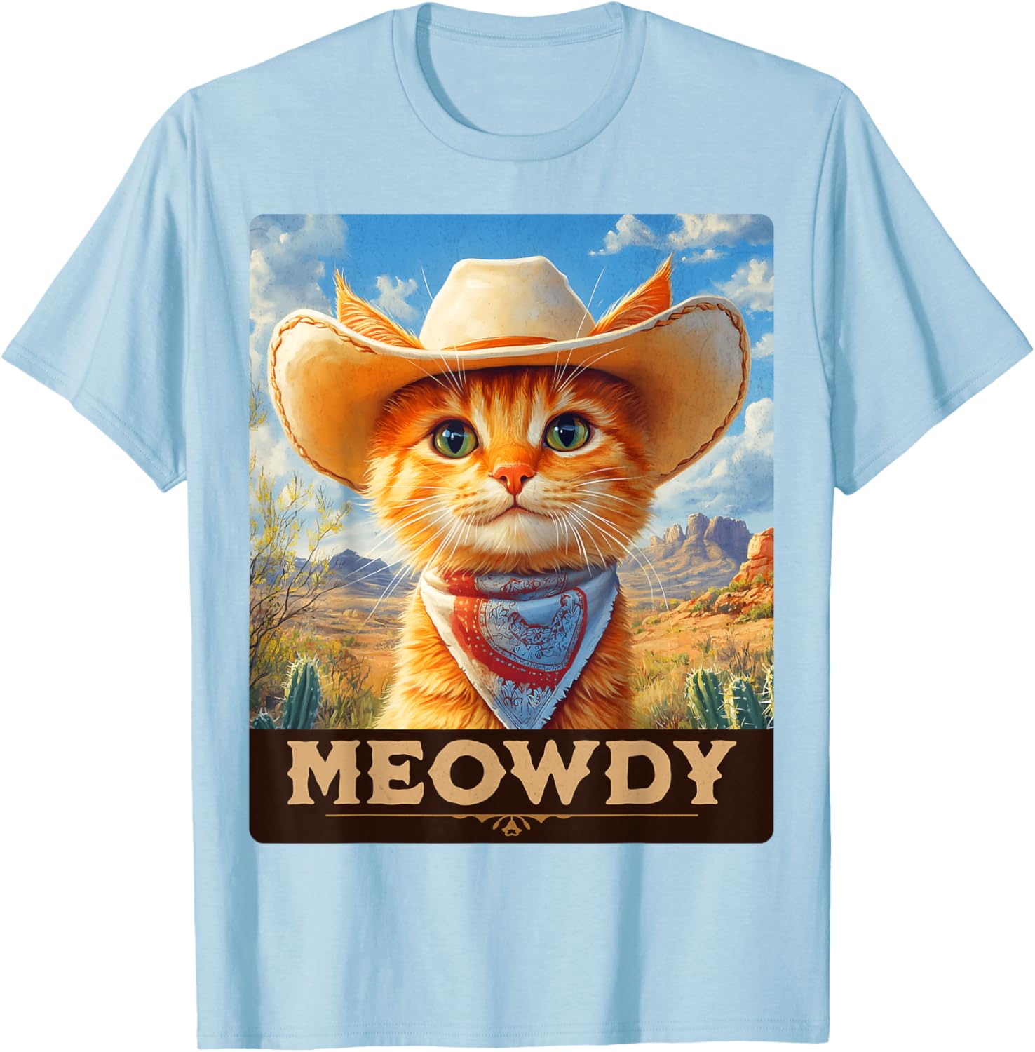 Meowdy Cowboy Cat T-Shirt for Wild West Lovers - Fun Pet Apparel - 24