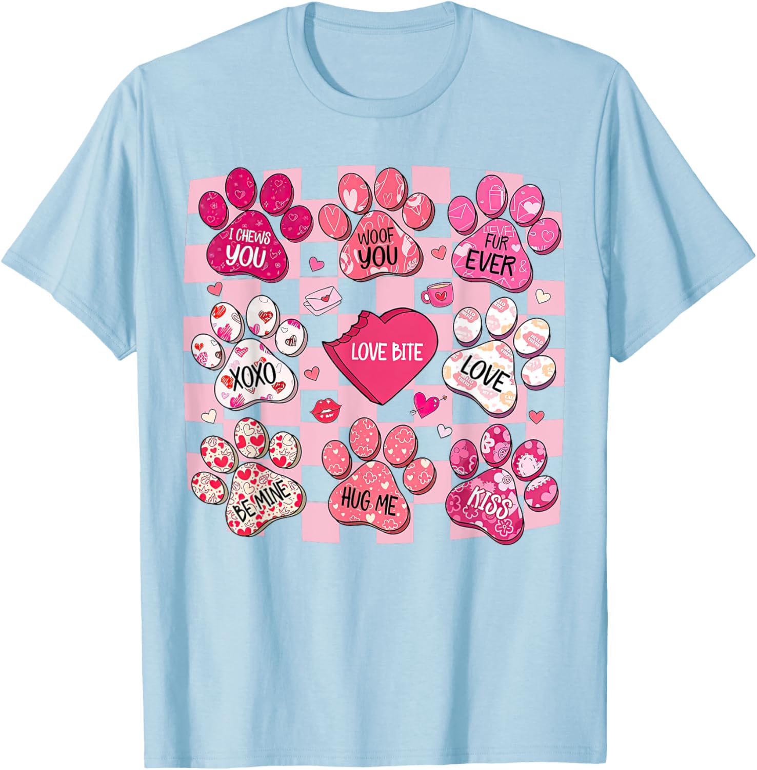 Cute Dog Paw Heart T-Shirt for Valentine's Day - Perfect Gift for Dog Lovers - 7