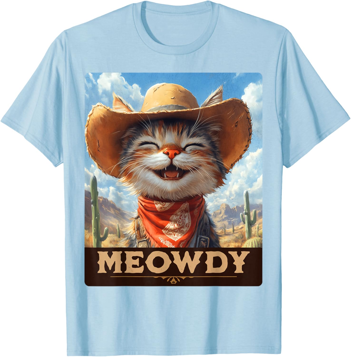 Meowdy Cowboy Cat T-Shirt - Wild West Feline Fun for Cat Lovers - 18