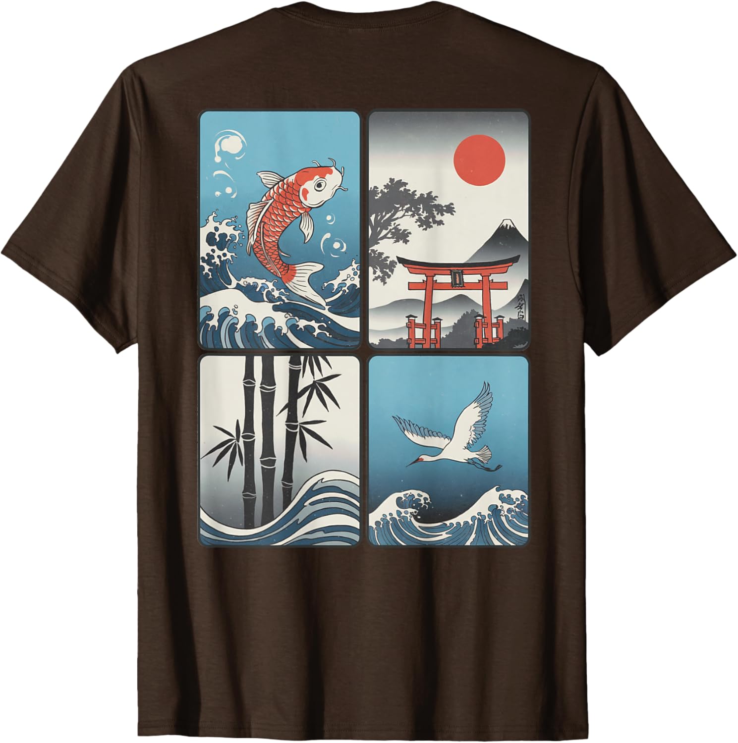 Japanese Koi Fish Great Wave Kanagawa T-Shirt with Kanji Design - 1