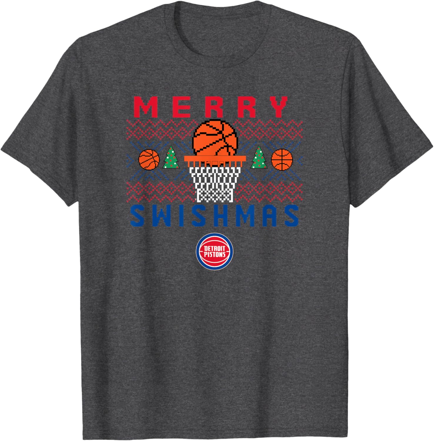 Men's Detroit Pistons Merry Swishmas T-Shirt for Sports Fans - 1